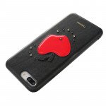 Wholesale iPhone 8 Plus / 7 Plus Apple Design Studs Armor PU Leather Case (Red)